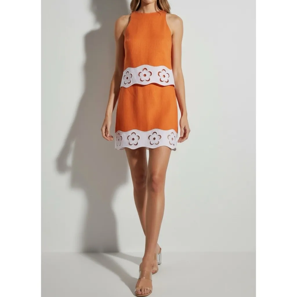 NEW STAUD Margaux Linen Mini Skirt, Apricot, 2 (US) - Image 4