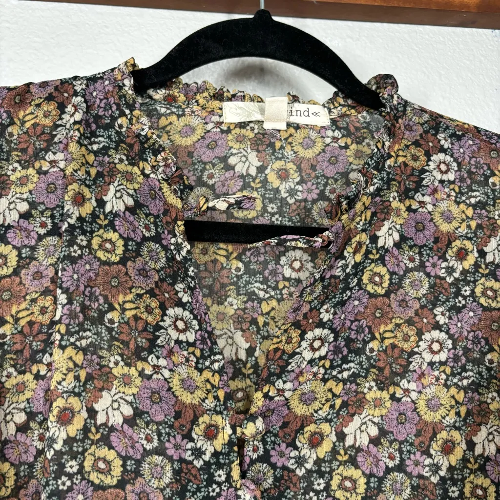 Rewind Multicolor Grunge Whimsy Floral Sheer Dress Size Medium - Image 6