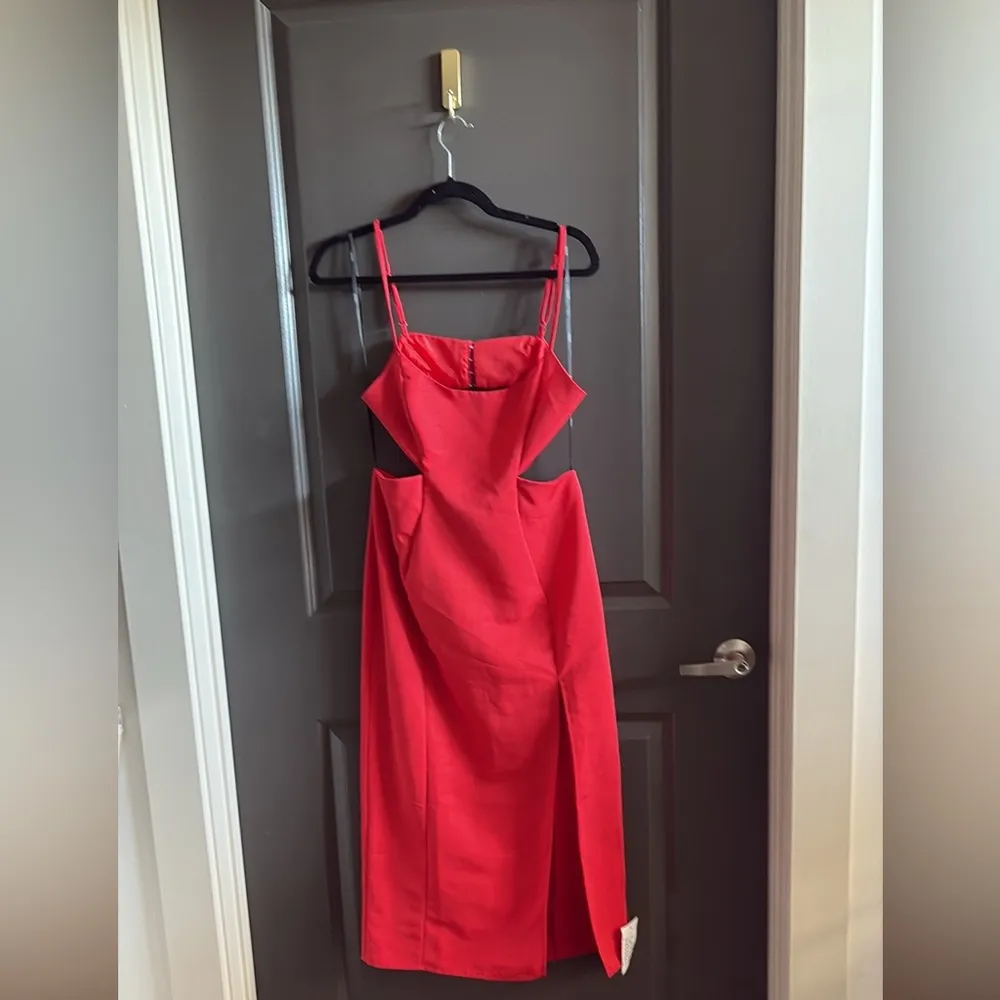 ASOS Red Sheath Midi Dress with Cutout Spaghetti Straps - Image 6