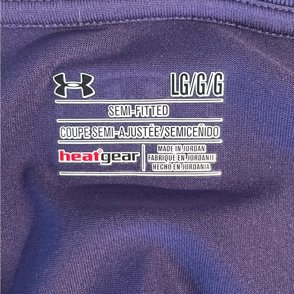 Under Armour V Neck Semi Fitted Heat Gear Purple Long Sleeve Base Layer Shirt L - Image 7