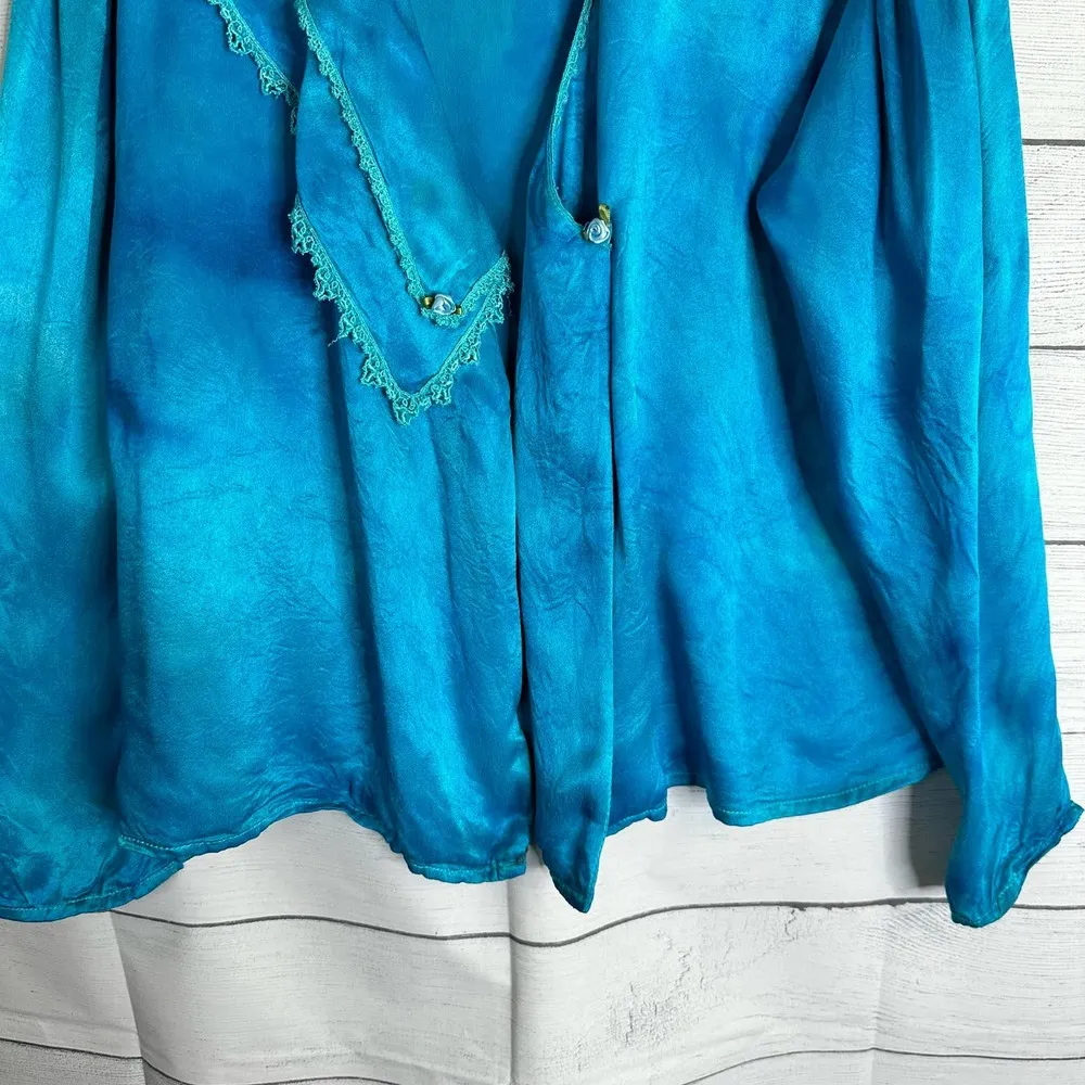 Jessica’s Gunnies Womens Size Medium Vintage Tie Dye Satin Crepe Cardigan Blouse - Image 6