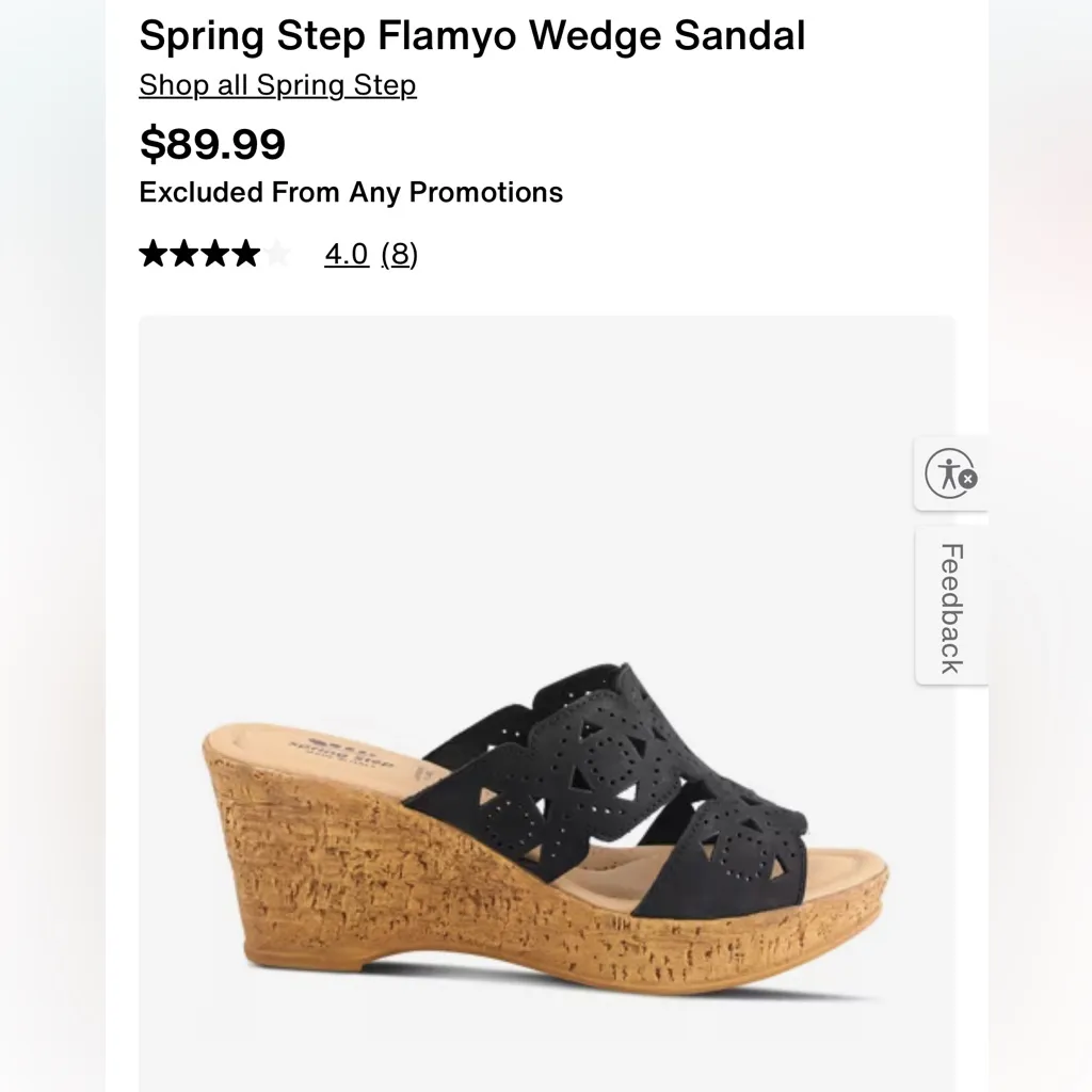 Spring Step Dora Black Leather Cork Wedge Platform Sandals Women’s Size EU 39 8 - Image 2