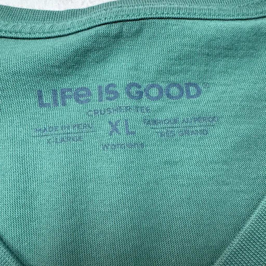 Life is Good Green Cat Christmas Lights Long Sleeve Crusher Tee XL - Image 4