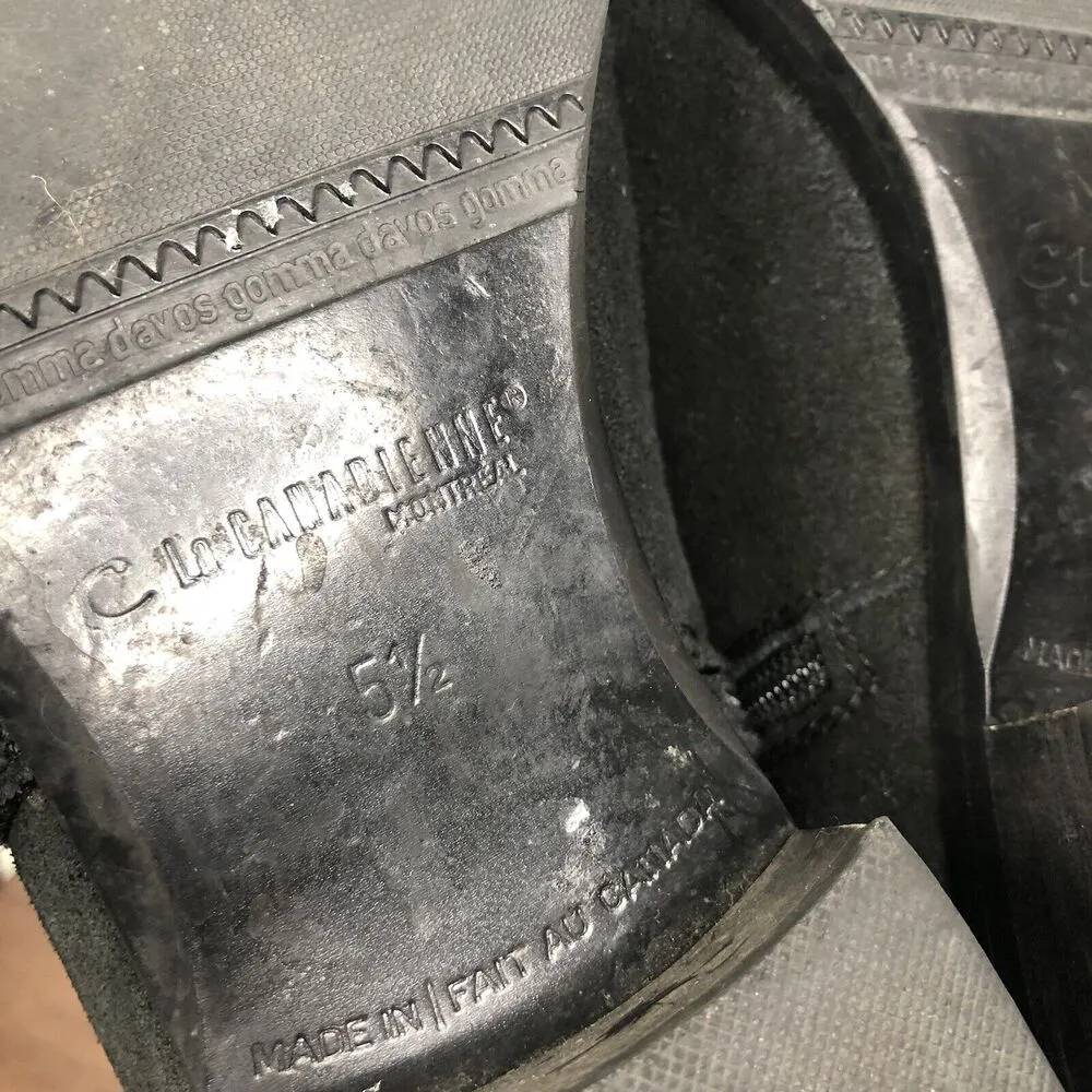 La Canadienne Black Suede Buckle Detail Chelsea Ankle Boots Women's Size 5.5 - Image 9