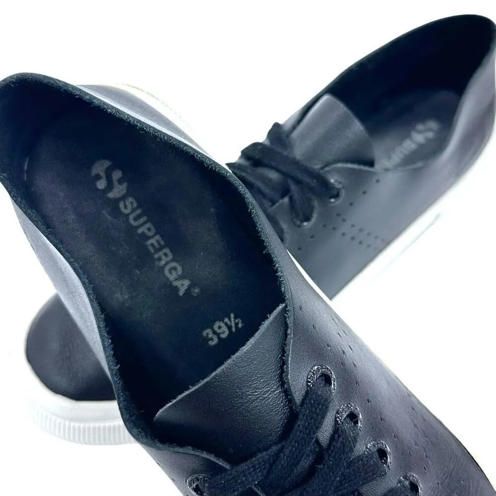 Superga Unisex 2750 Morphing Mule Raw Cut Black Leather Sneakers Size 39.5 (US 8 - Image 3