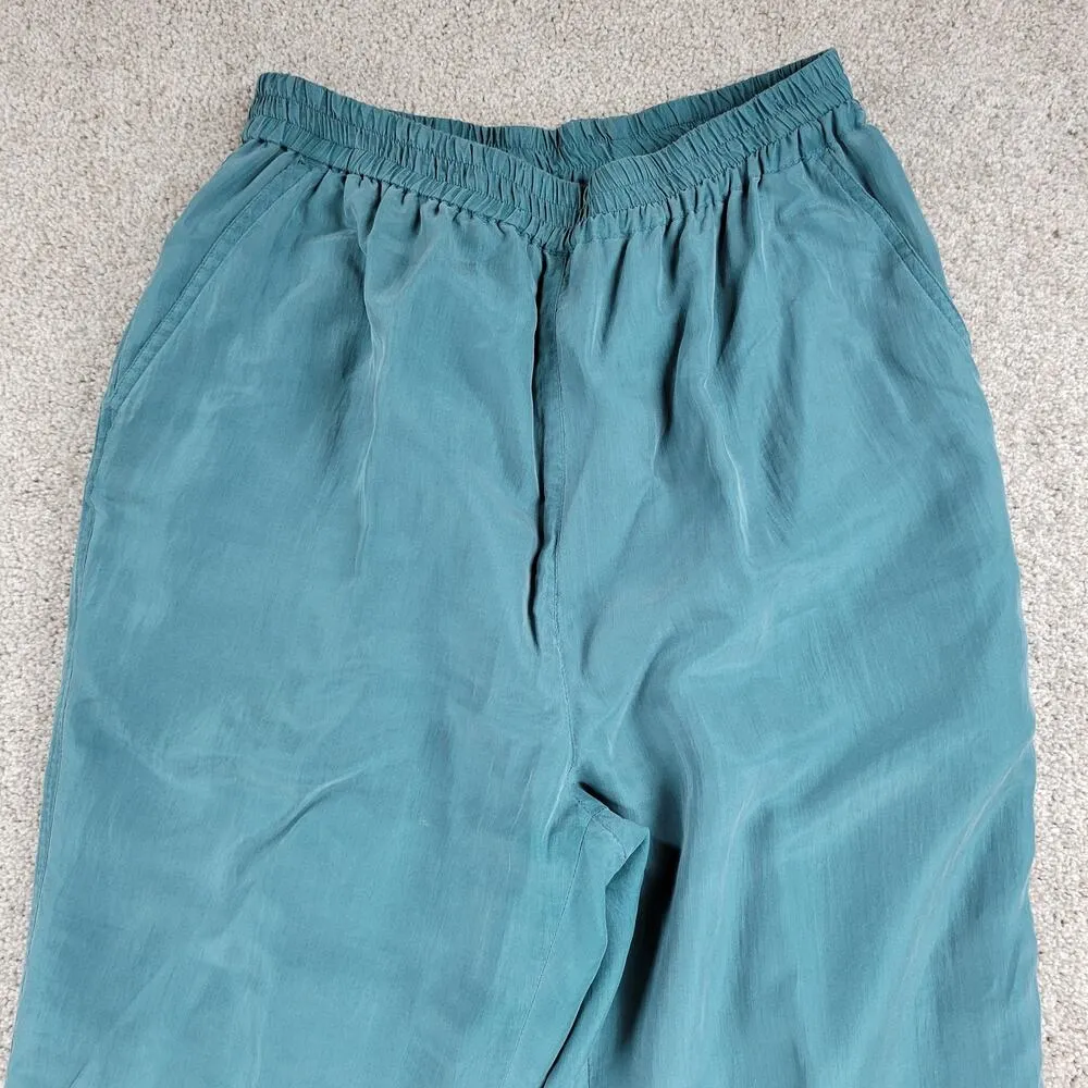 VINTAGE Otello Pelle Silk Track Suit M Green Yellow Print Shoulder Pads 80s Size M - Image 10