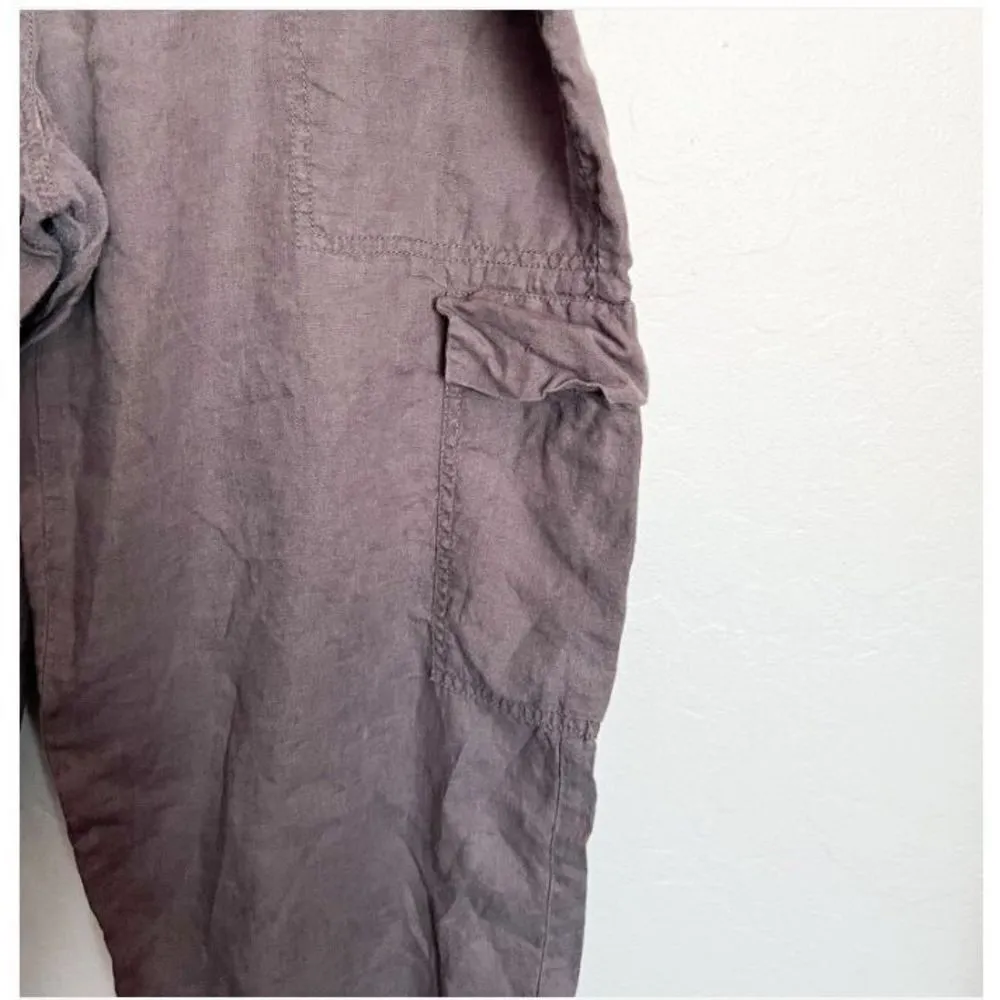 Eileen Fisher Cropped‎ Linen Cargo Wide Leg Pants Womens Plus Size 16 Grey - Image 3