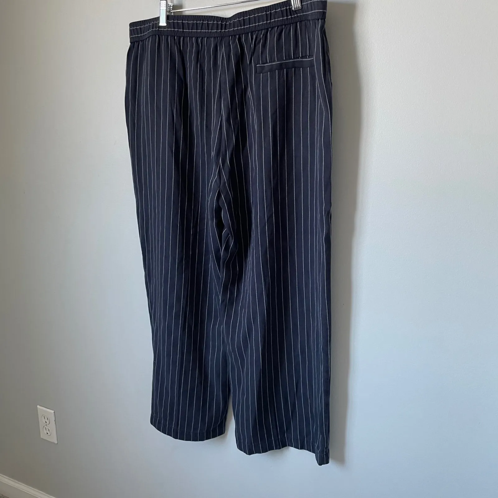 Eileen Fisher Navy Pinstripe Wide Leg Dress Pants Size Women's Large - Image 8