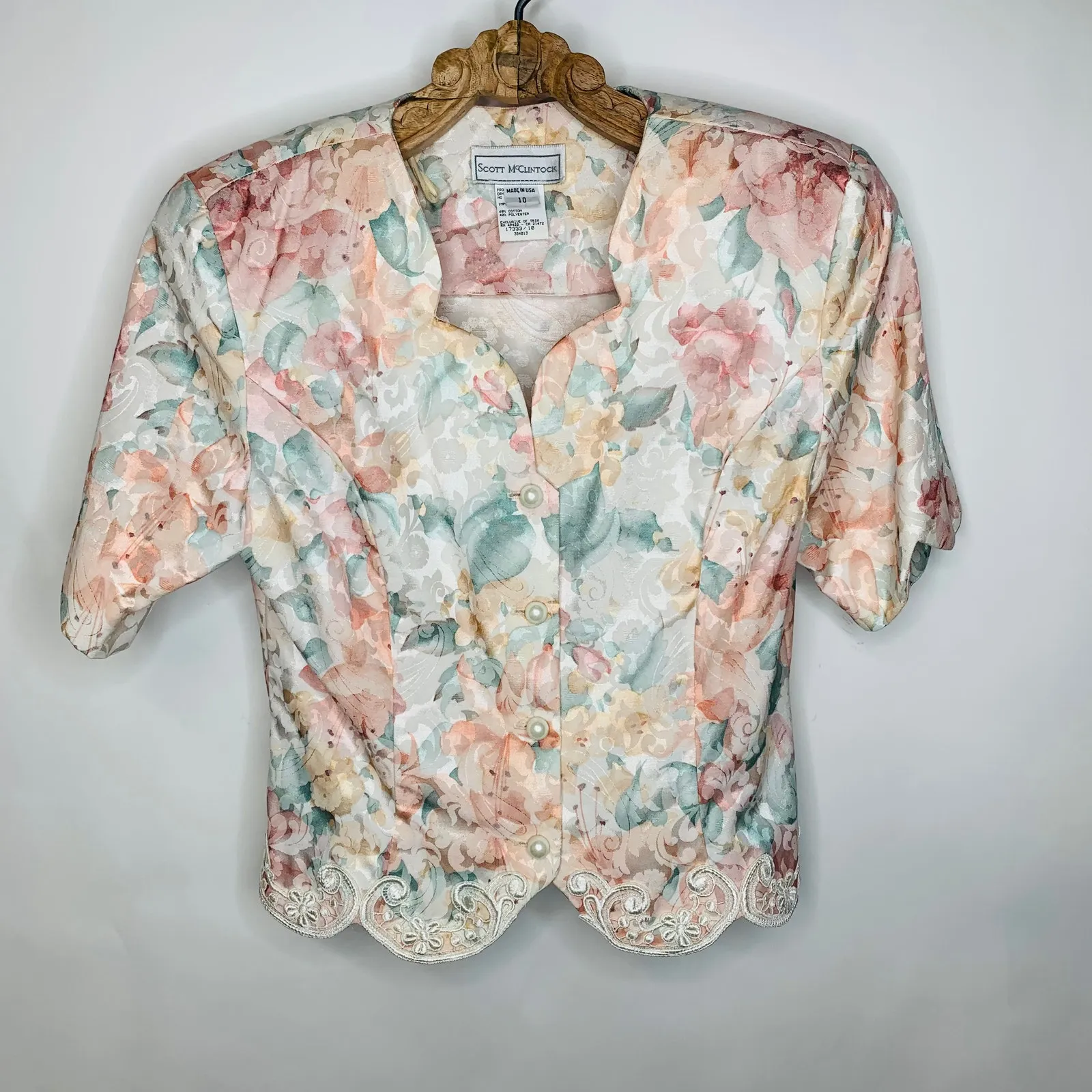 Scott McClintock Floral Pastel Blazer Top Sz 10 80s 90s Vintage Pink - Image 5