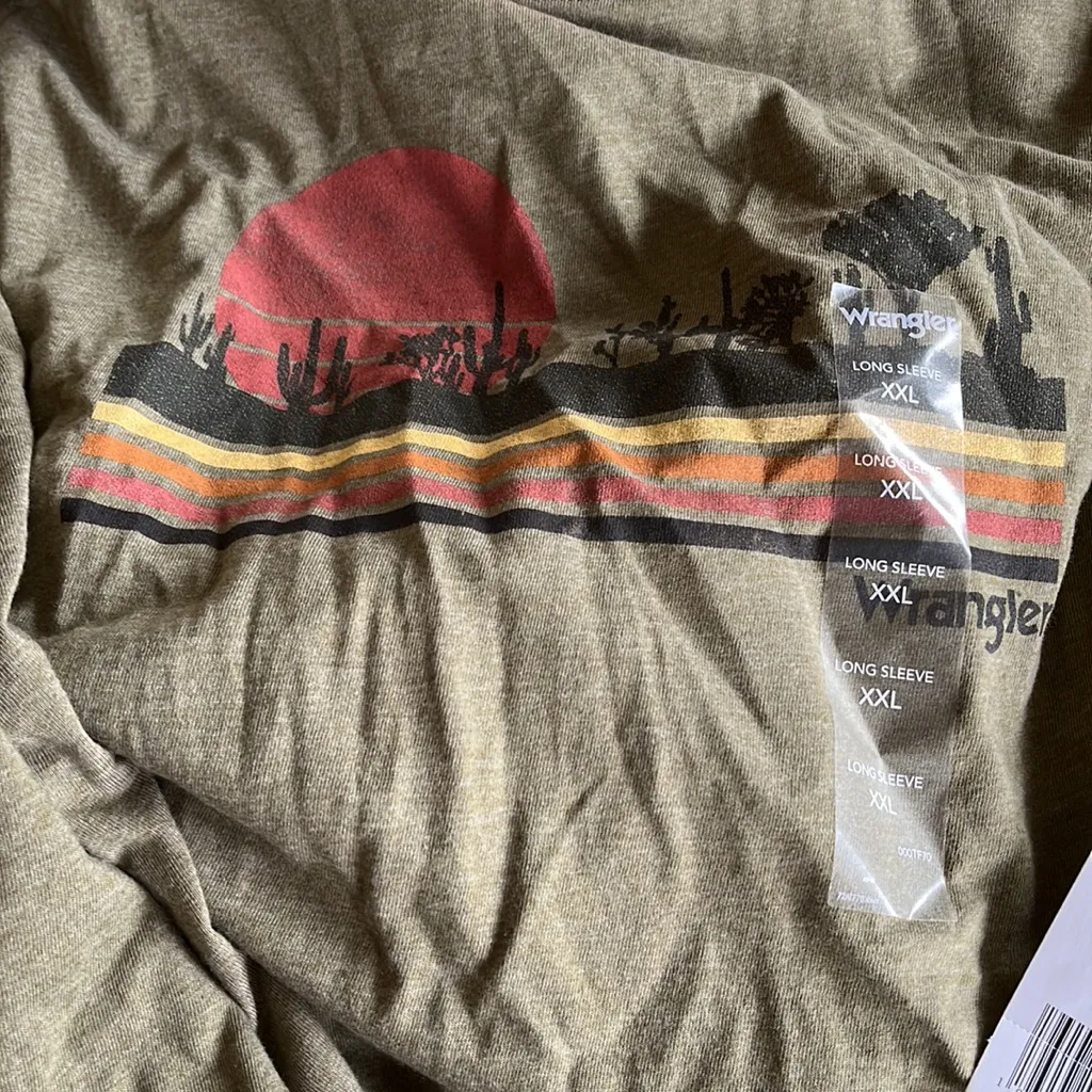 NWT Wrangler Forest Green Long Sleeve Relax Fit Tee XXL - Image 5