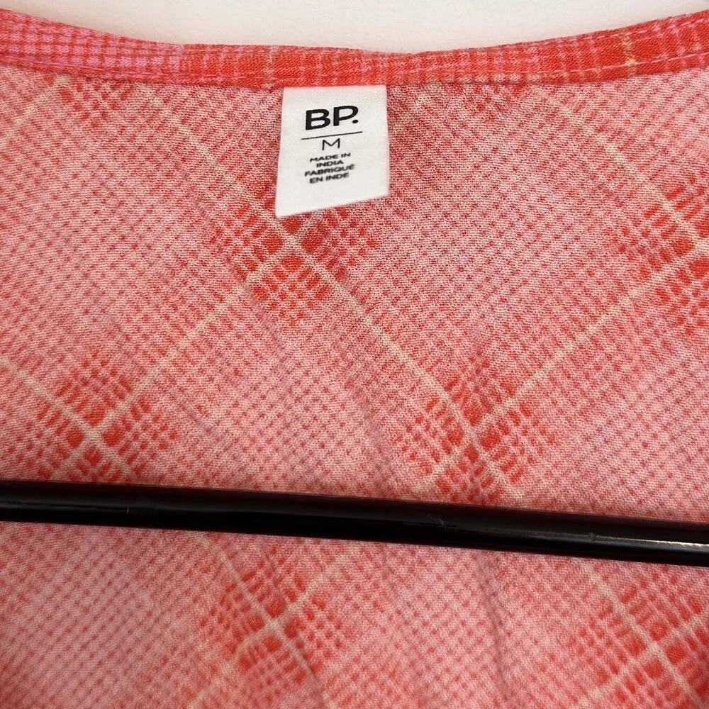 NWT BP by Nordstrom Long Sleeve Orange Plaid Crop Top - Size: Medium - Image 3