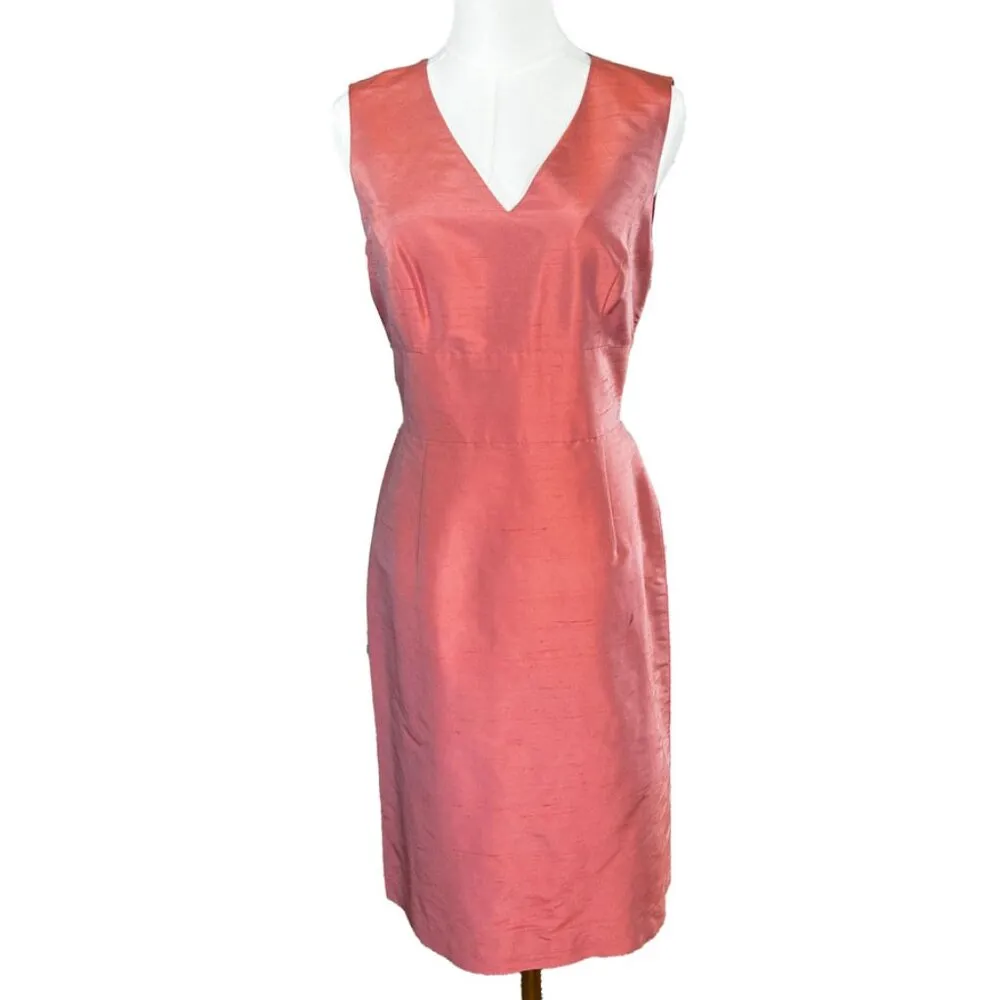 Talbots Sleeveless Peach Colored 100% Silk Shantung Dress in Size 8 NWT - Image 2