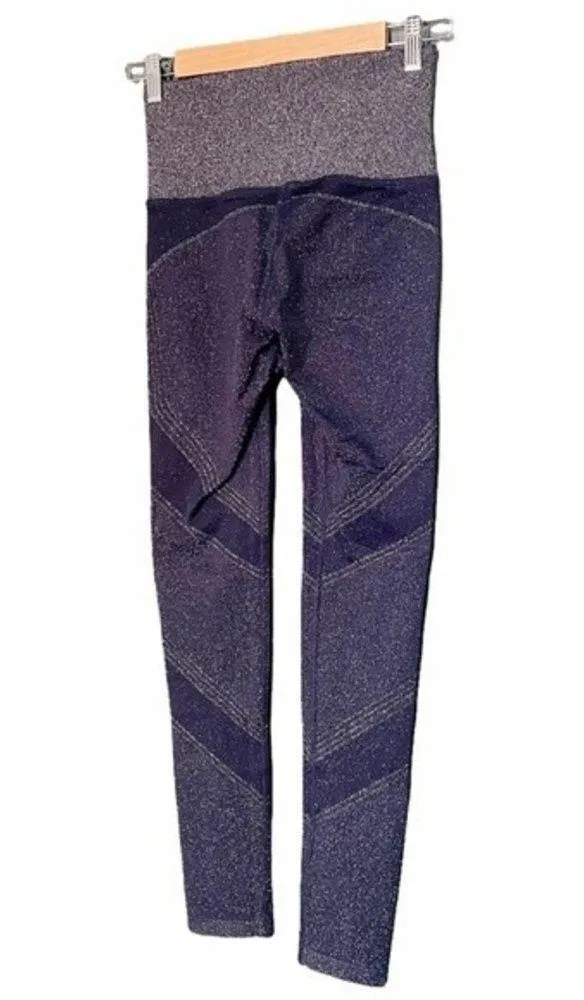 Athleta Twilight High Waist Active Leggings Navy Blue Silver Shimmer Size Small - Image 8