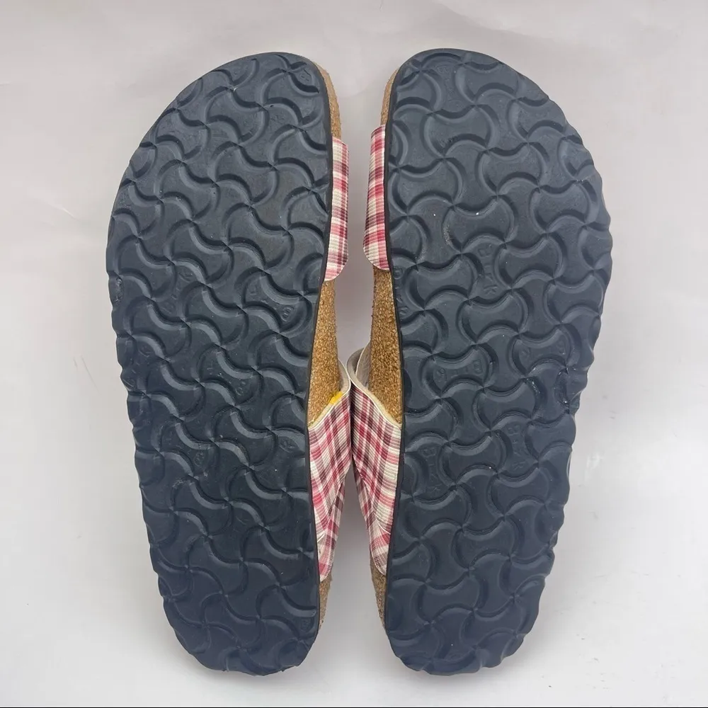 𝅺Birki’s  Red Plaid Print Slide Sandals Women’s Size EU 37 US 6 - Image 11