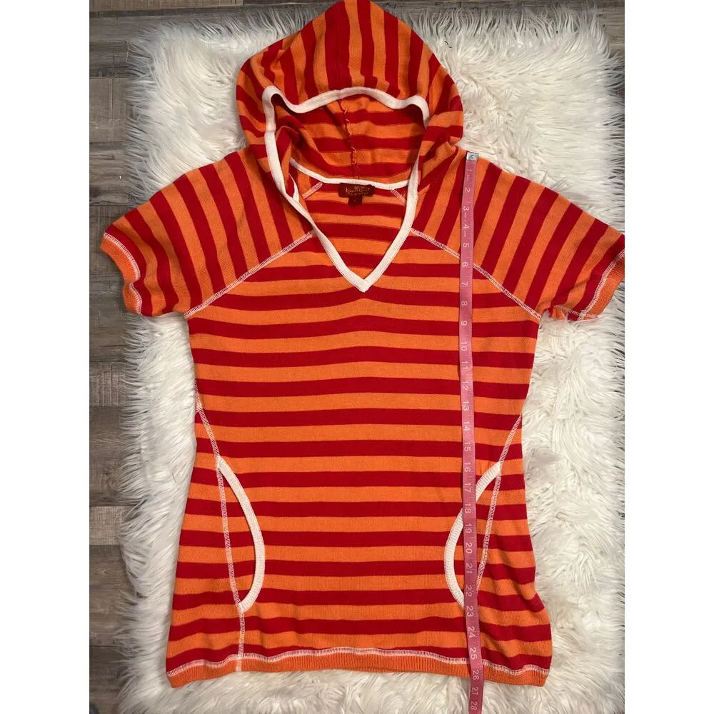 Krimson Klover striped hooded cotton blend sweater L Orange Size L - Image 7
