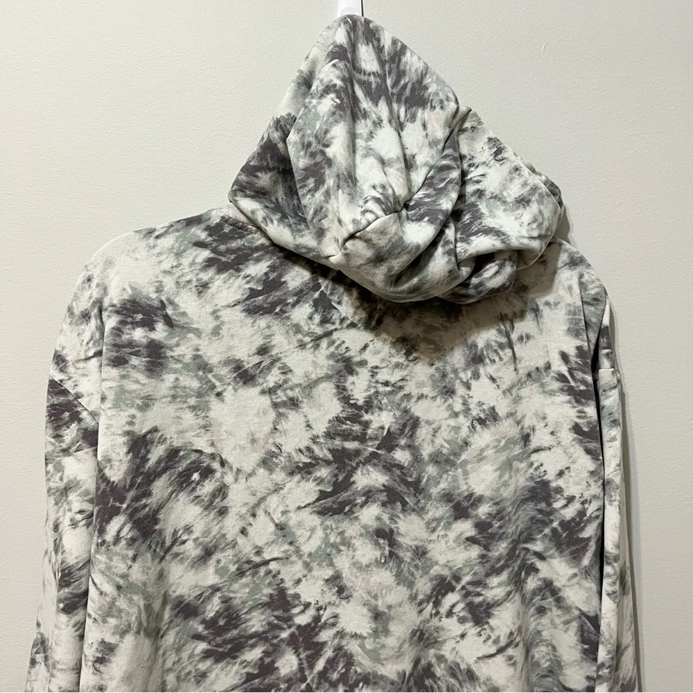 H by Halston Tie Dye Full Zip Up Hoodie Sweatshirt Gray White Mint Green L - Image 11