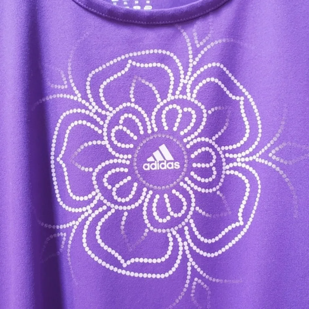 Adidas Climalite Tunic Tank XL Purple Cinch Waist Flower Athleisure Athletic - Image 5
