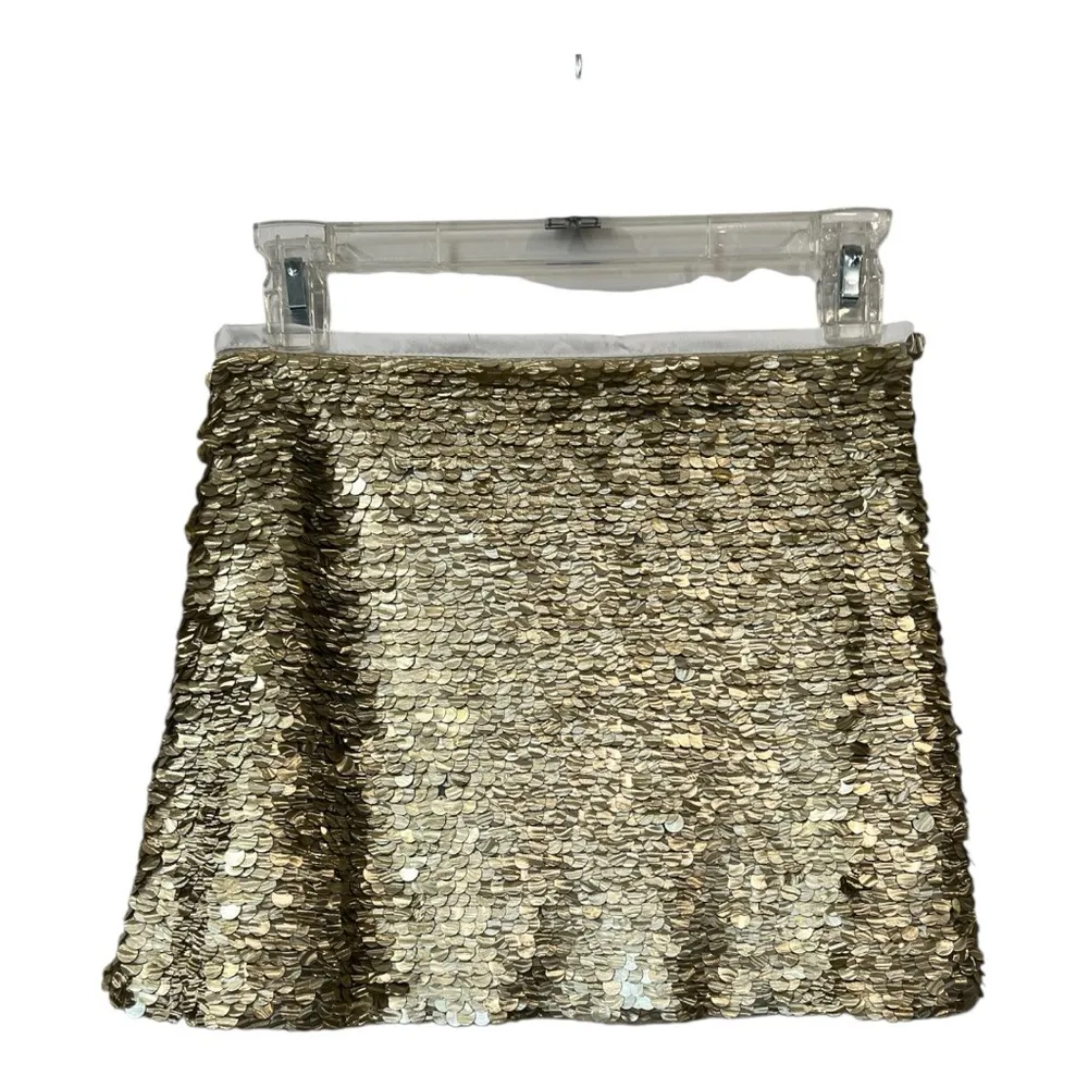 Monique Leshman Lolita Mini Skirt Size Small NWT Gold Sequin Hidden side zipper - Image 3