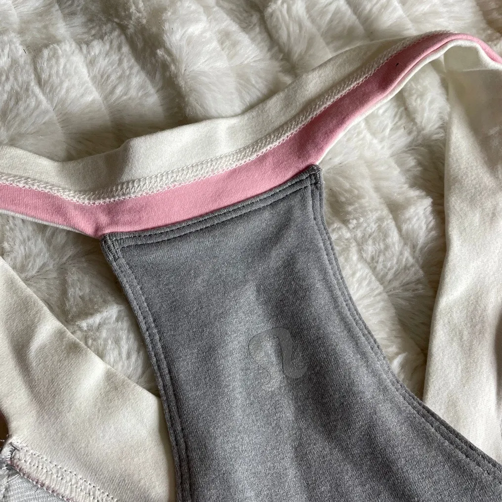 LULULEMON Vintage Grey V Neck Tank White Pink Halter Racerback 8 Medium Cropped‎ - Image 4