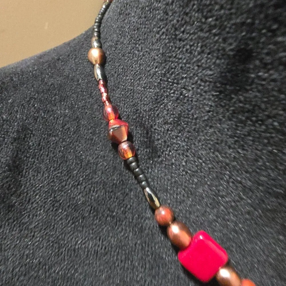 Women's Fashion Crystal Pearl & Gold Tone Beaded Choker Necklace Jewelery Red - Image 5