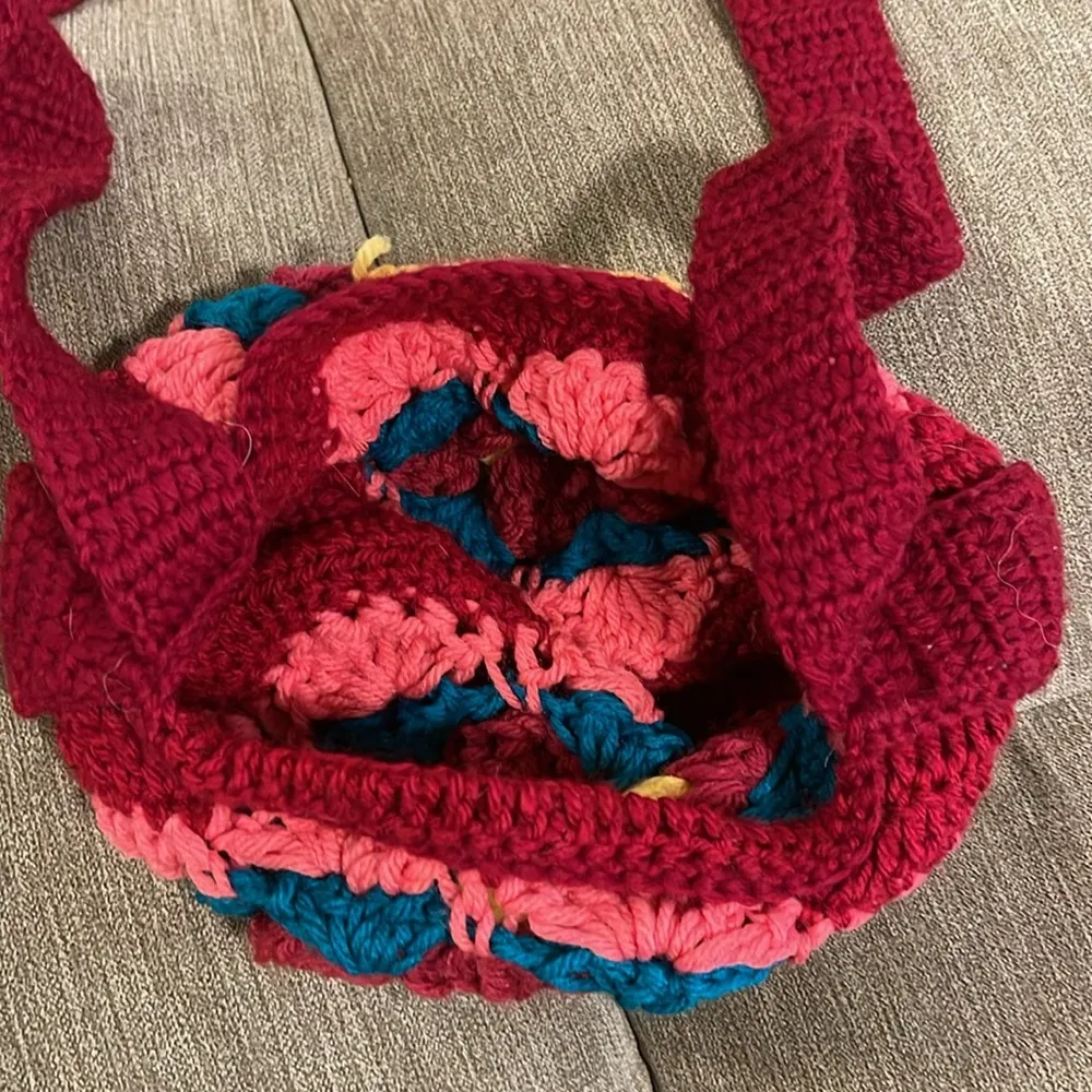 Handmade Flower crochet purse Red - Image 6