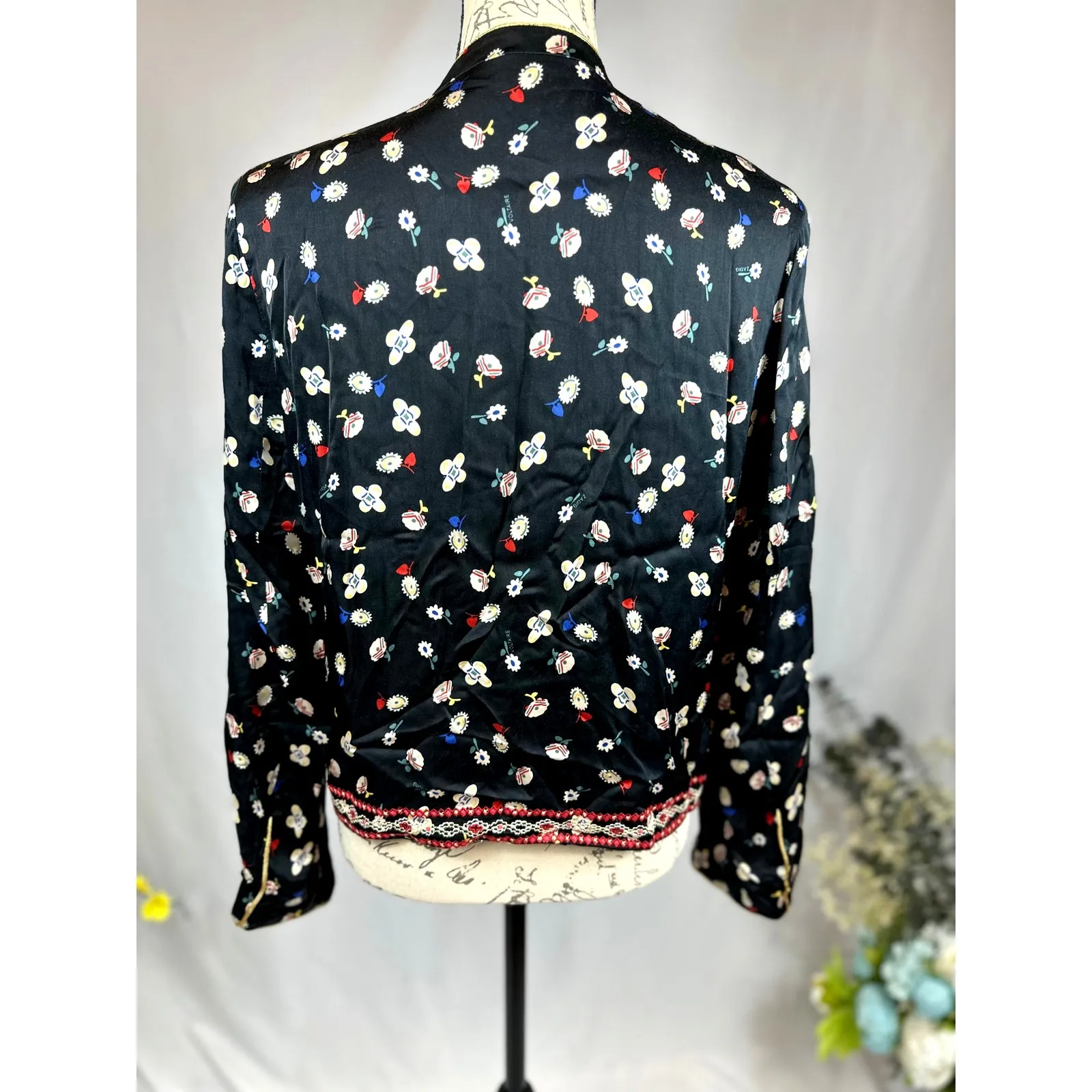 Zadig & Voltaire Vendrix Floral-Print Open-Front Jacket 38 (M) Black Multi - Image 13