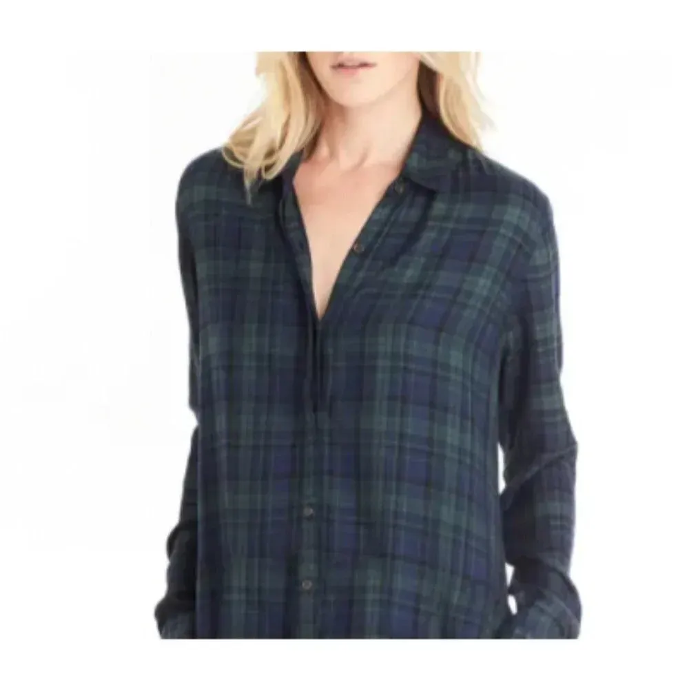 Michael Stars Plaid Boyfriend Button up Shirt Xsmall Womens Top - Image 11