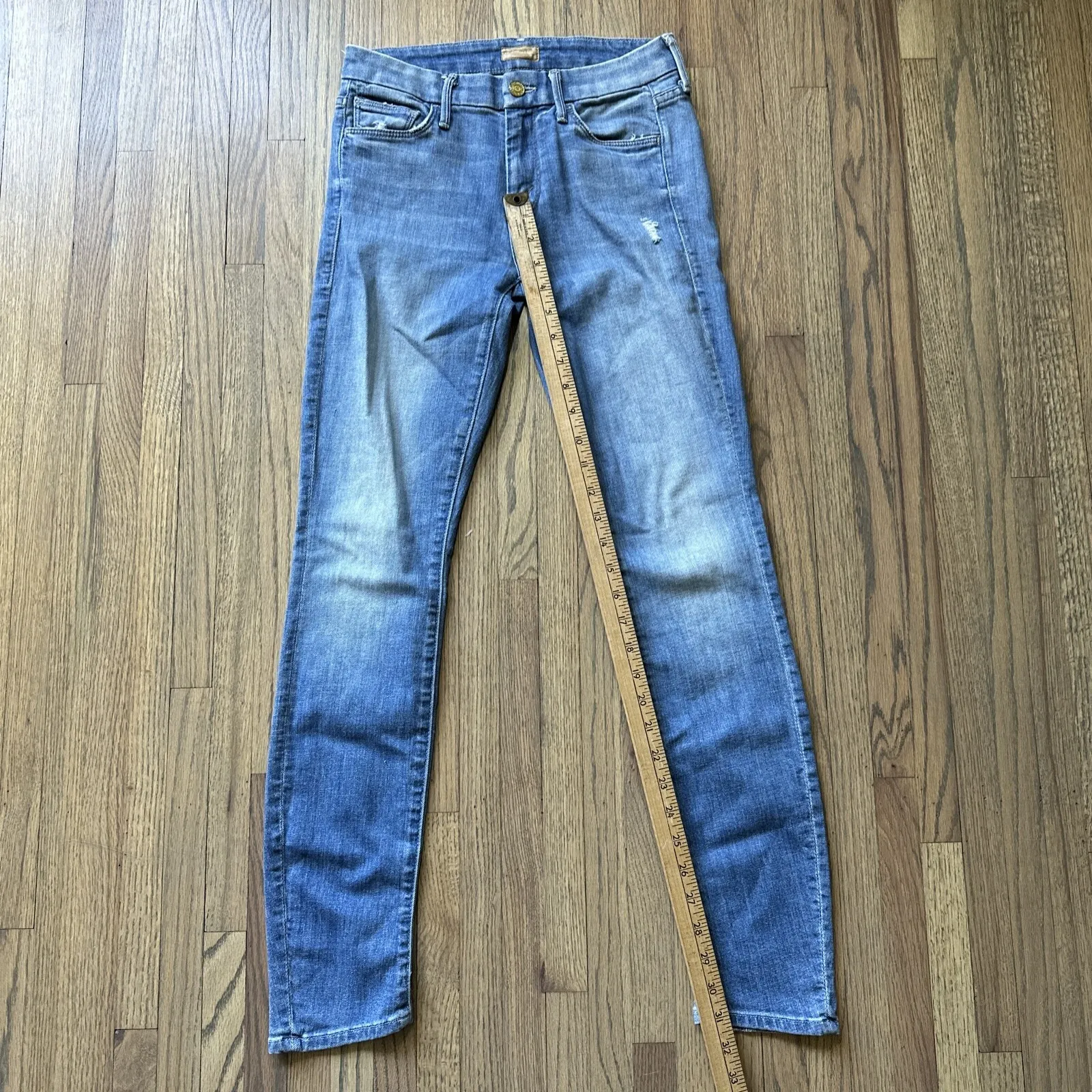 Mother The Looker Ankle Fray Blue Jeans in Birds of Paradise Wash Women SZ 25x31 - Image 8