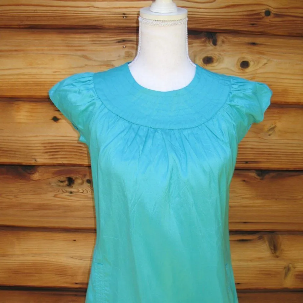 Calypso St. Barth Womens Blue Green Silk Mini Dress - Image 2