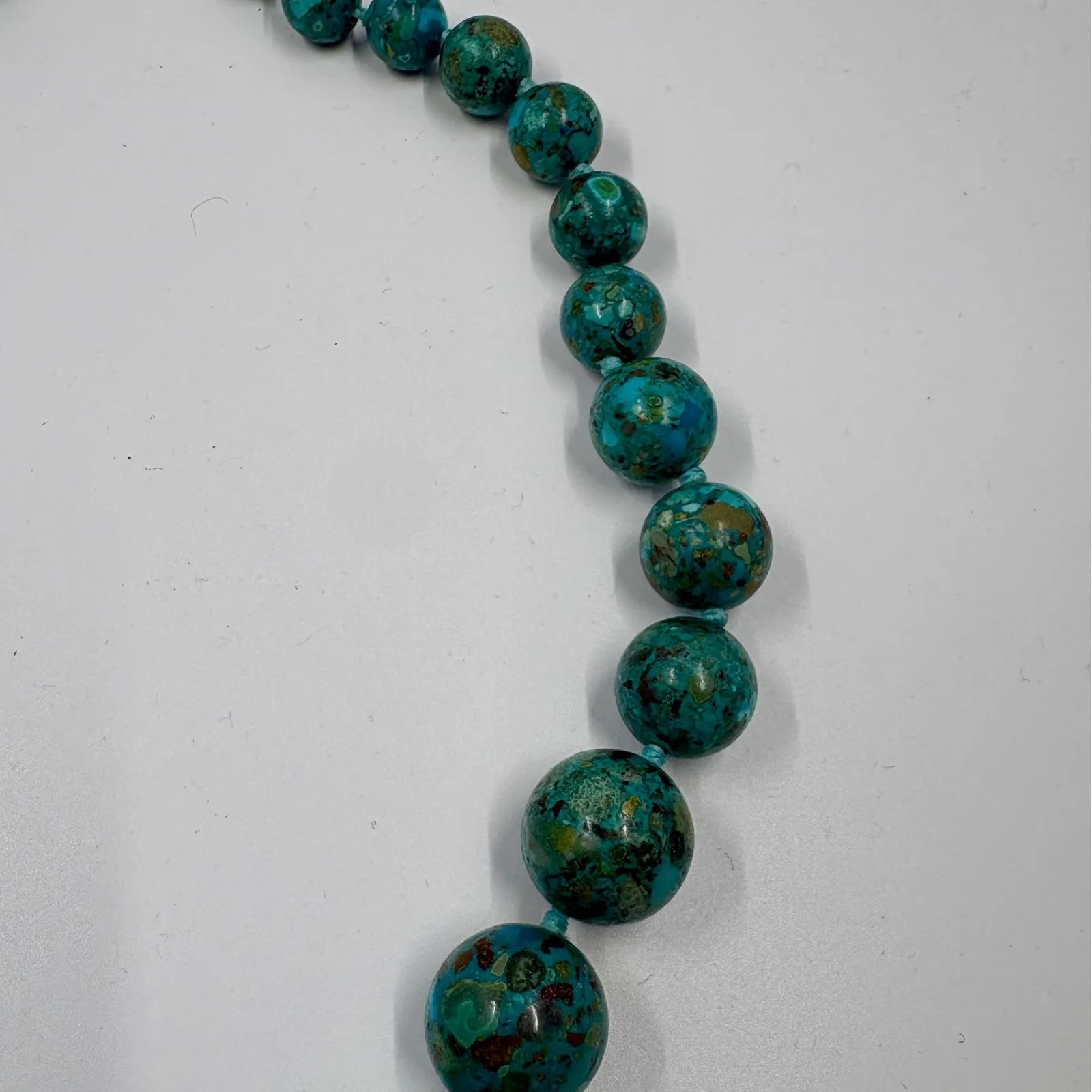 Turquoise Gemstone Beaded Necklace Sterling Silver Clasp Chunky Statement Blue - Image 6