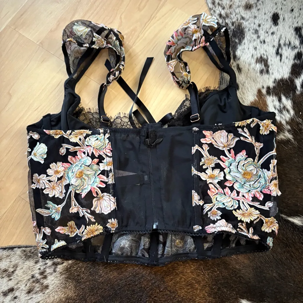 VICTORIA’S SECRET Dream Angels Pretty Petals Floral Embroidered Corset Sz 36C - Image 3