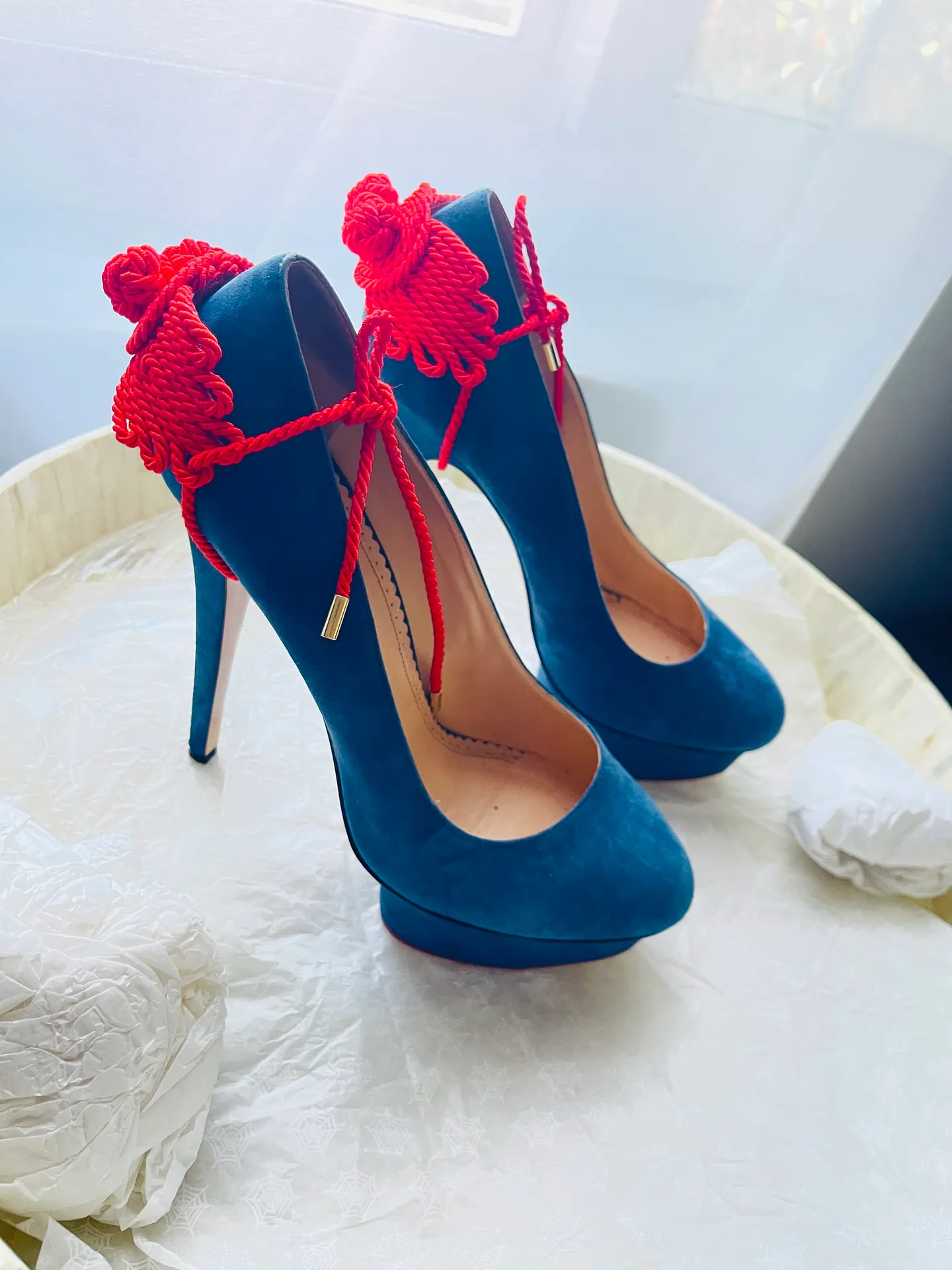 CHARLOTTE OLYMPIA Eternally Dolly Embellished Suede Pumps   - Image 11