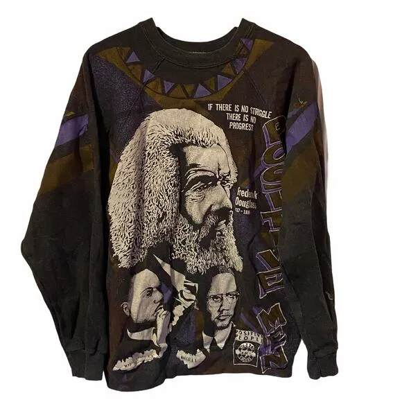 Vintage Positive People Black History Fredrick Douglas MLK Malcolm X Sweatshirt Gray Size XL - Image 1