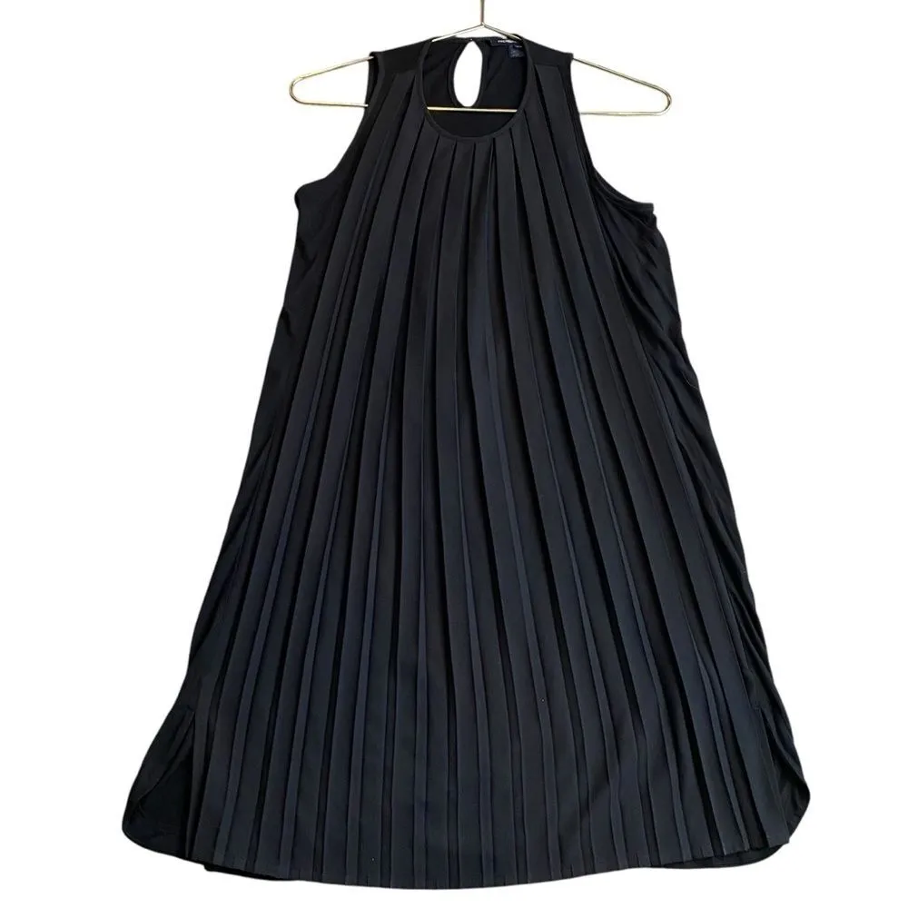 French Connection Women’s 0 Accordion Pleat Cocktail Dress Black LBD Knee Length - Image 2