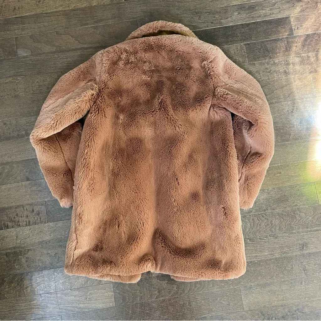 Zara outerwear soft brown fluffy faux fur coat jacket - Image 10