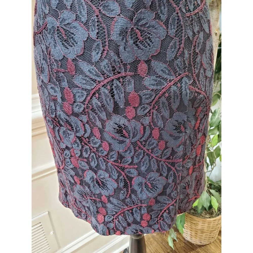 Cest Duo Women Black Floral Polyester Round Neck Short Sleeve Knee Length Dress Size undefined - Image 5