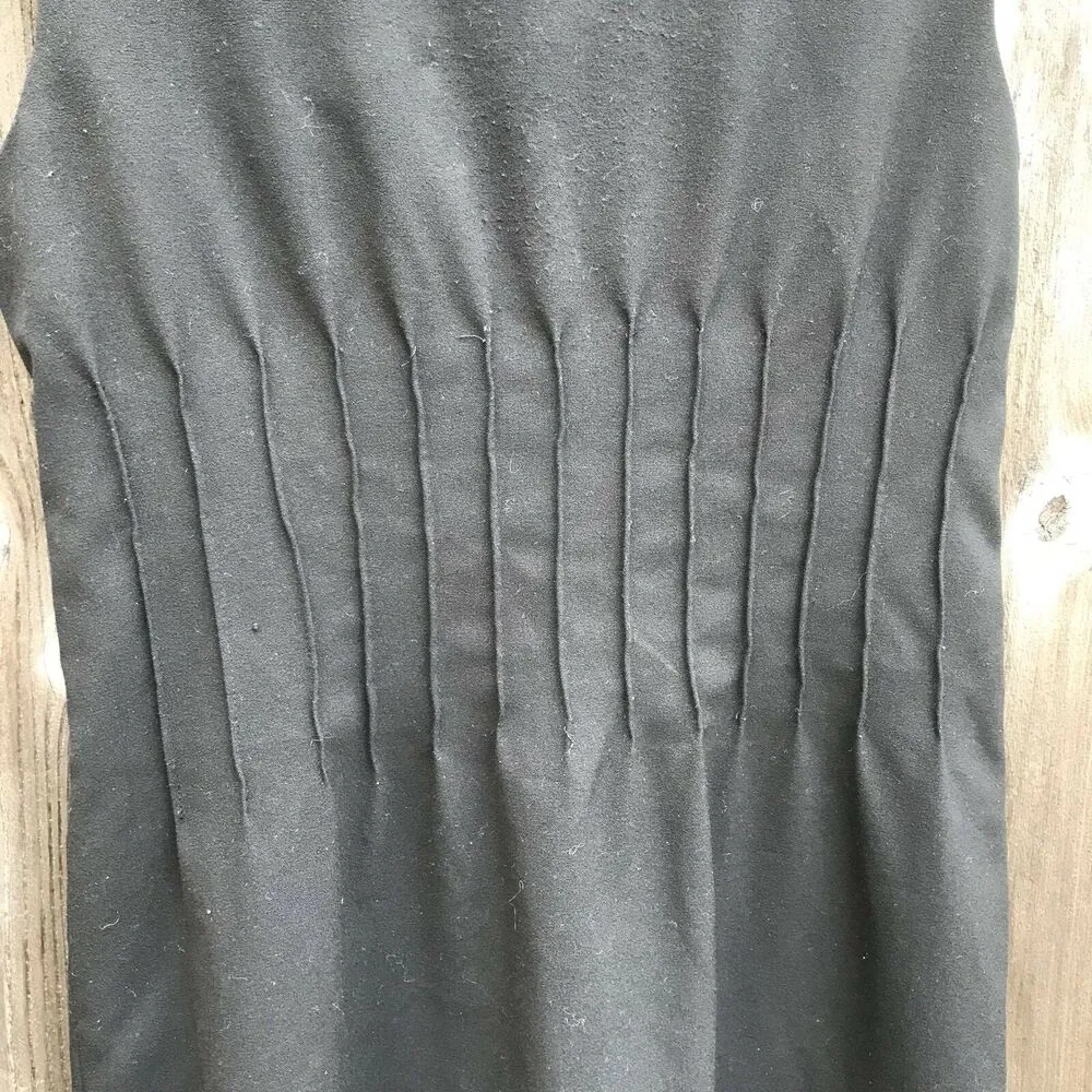 Calvin Klein Black Sleeveless Sheath Dress - Size 6 - Pintucked Pleated Waist - Image 3