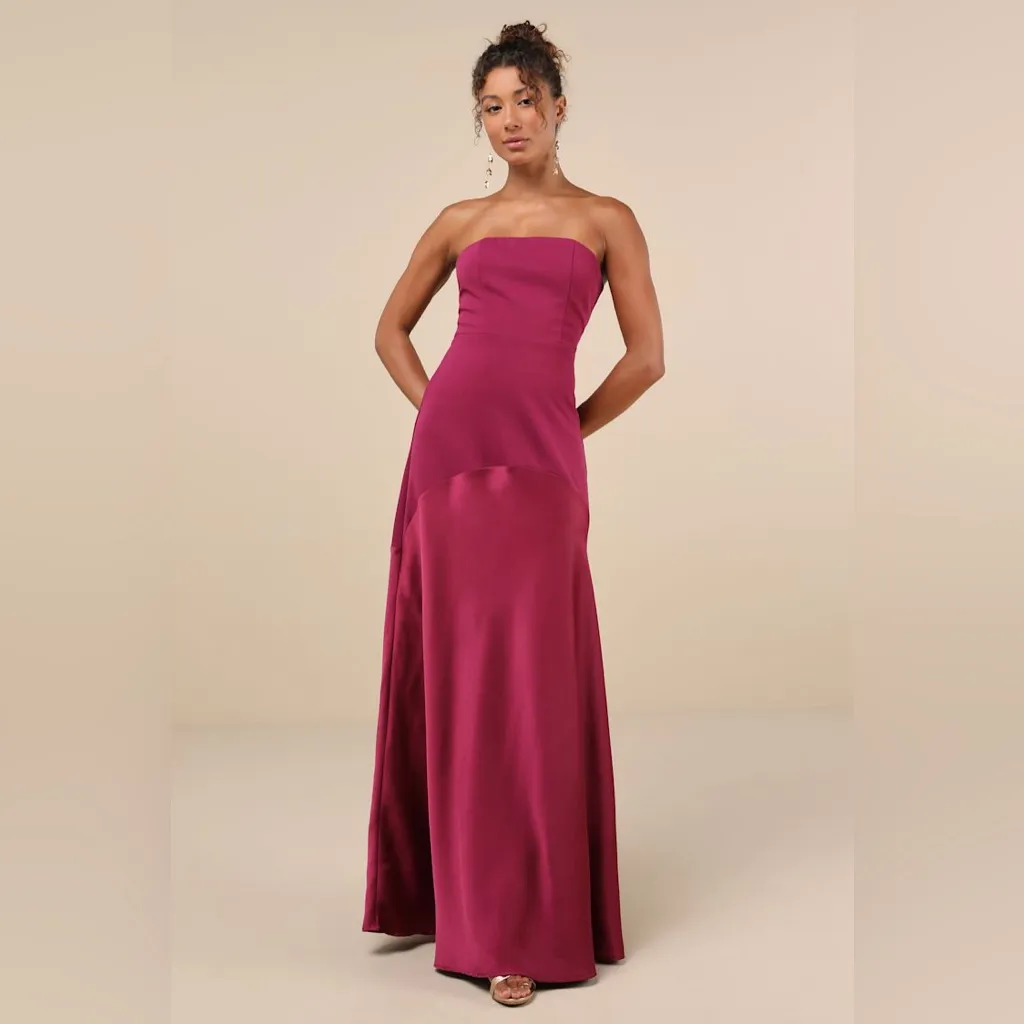 Lulus Compelling Style Plum Purple Strapless A-Line Maxi Dress - Image 4