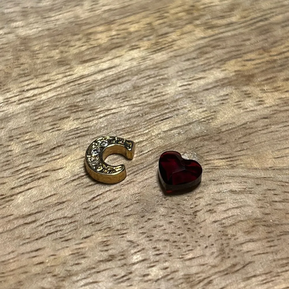 Origami Owl Gold Initial Letter Crystal “C” Charm & Red Crystal Heart Charm - Image 5