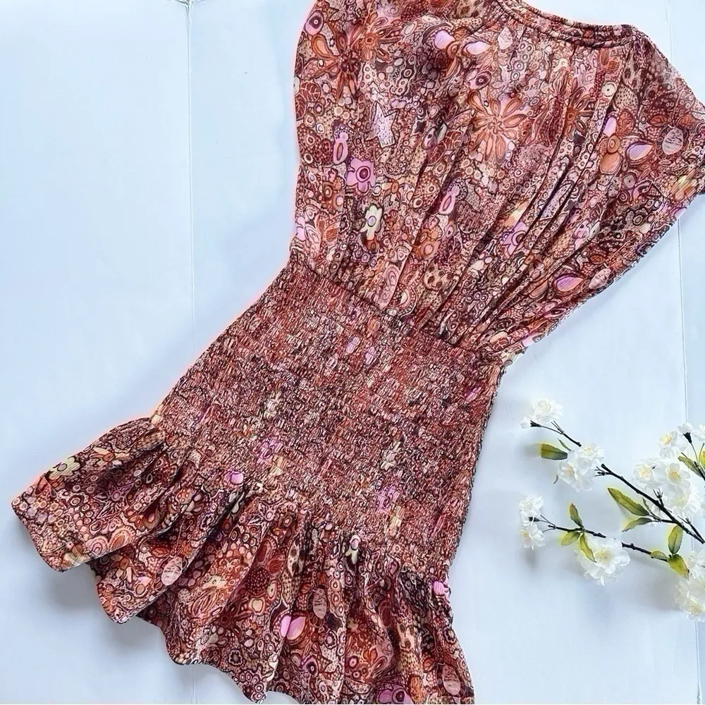 NEW A.L.C. Carly Sorbet Multi Printed Silk Mini Dress Size 8 - Image 6