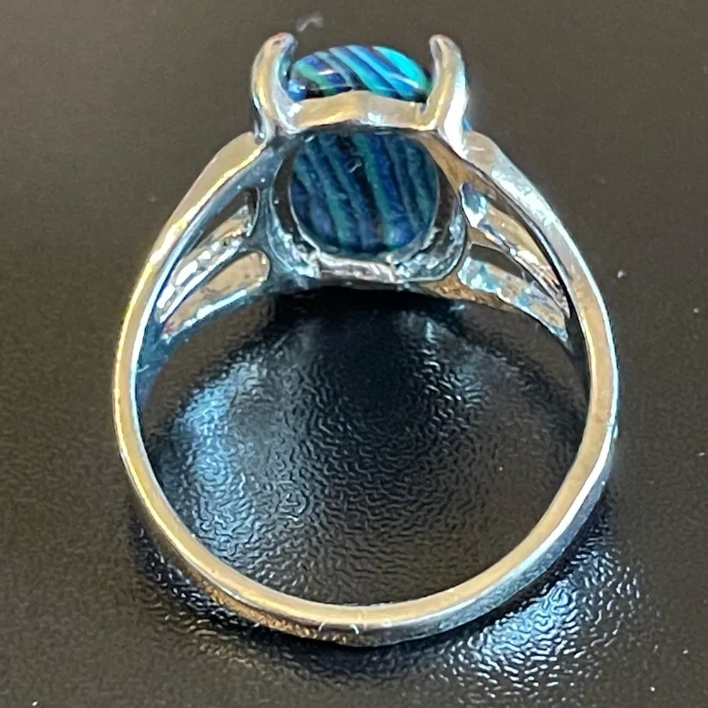Rainbow Calsilica stone S925 silver ring size 8.75 - Image 4