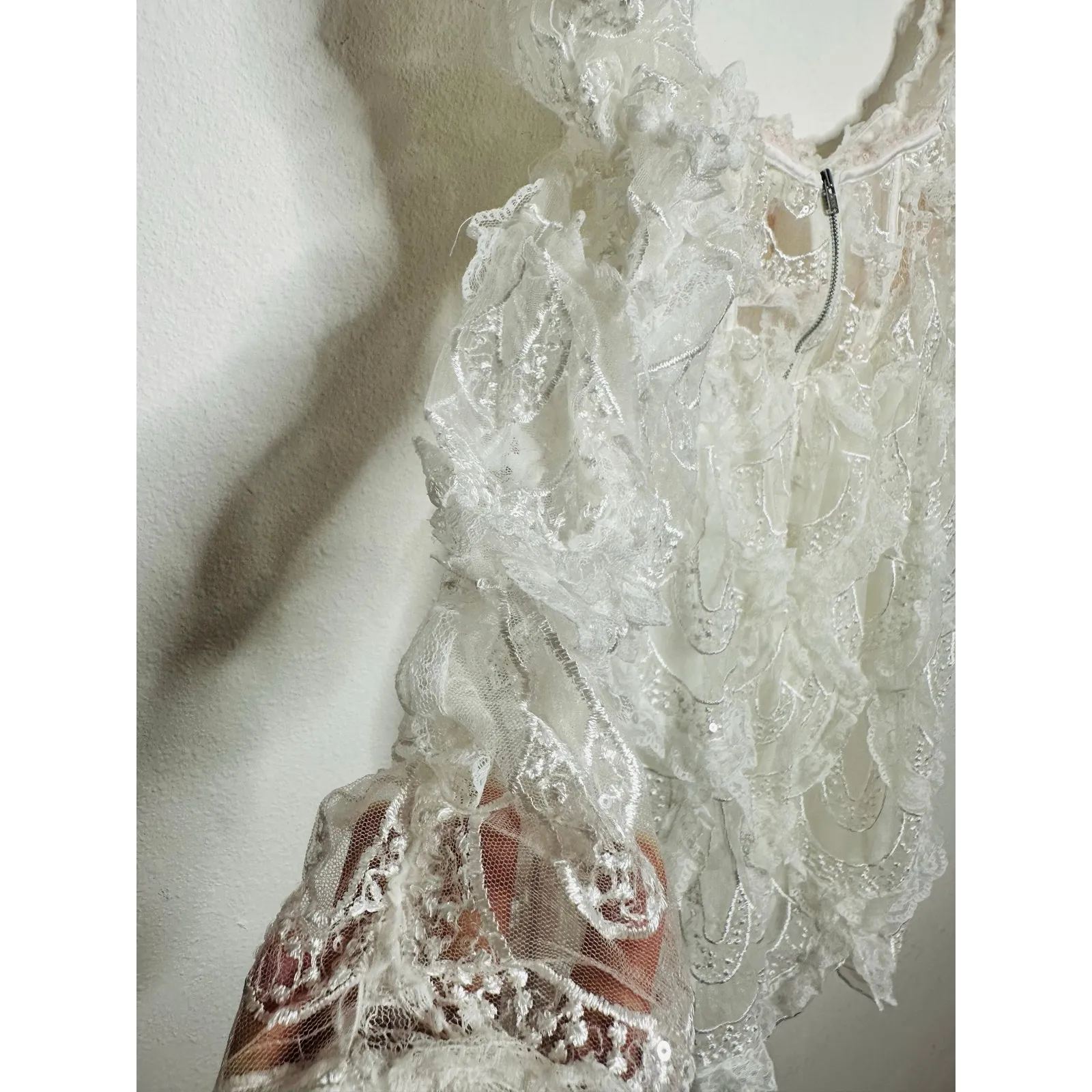 FOR LOVE & LEMONS White Bodice Taylor Lace Mini Dress Size Extra Small - Image 14