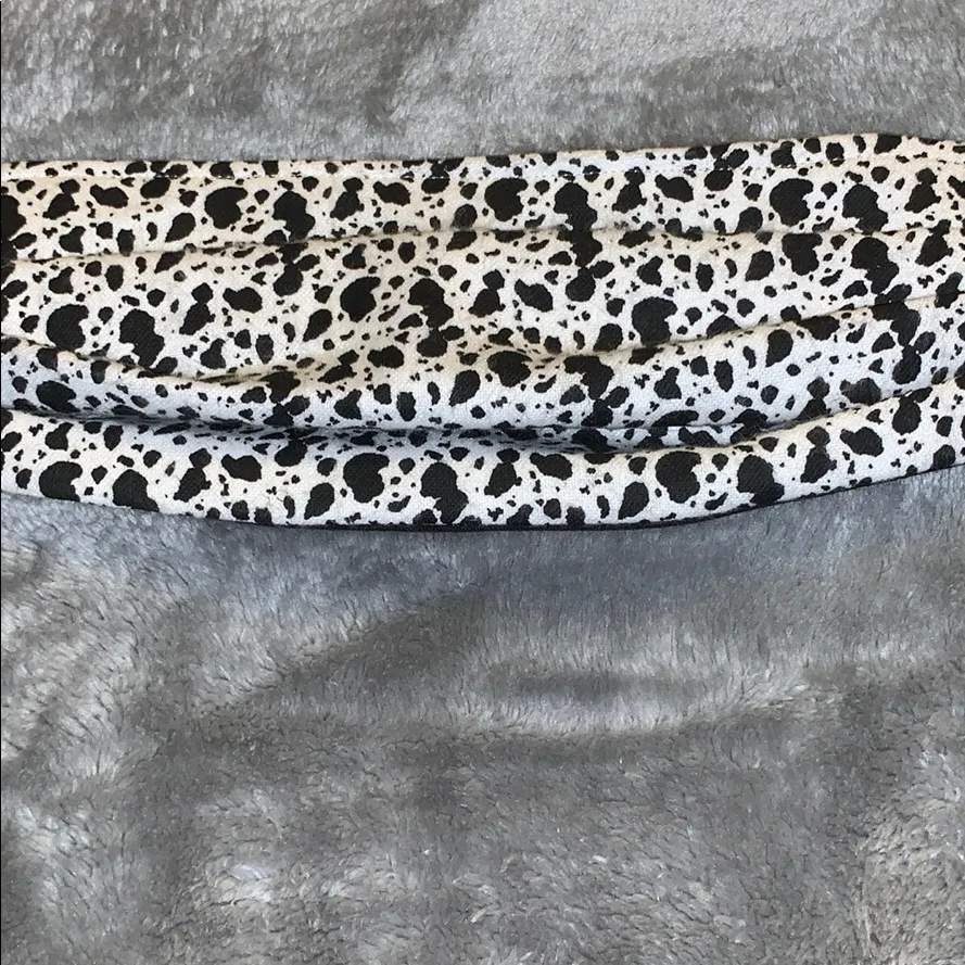 Washable Fabric Face Mask Black White Cow Print - Image 2