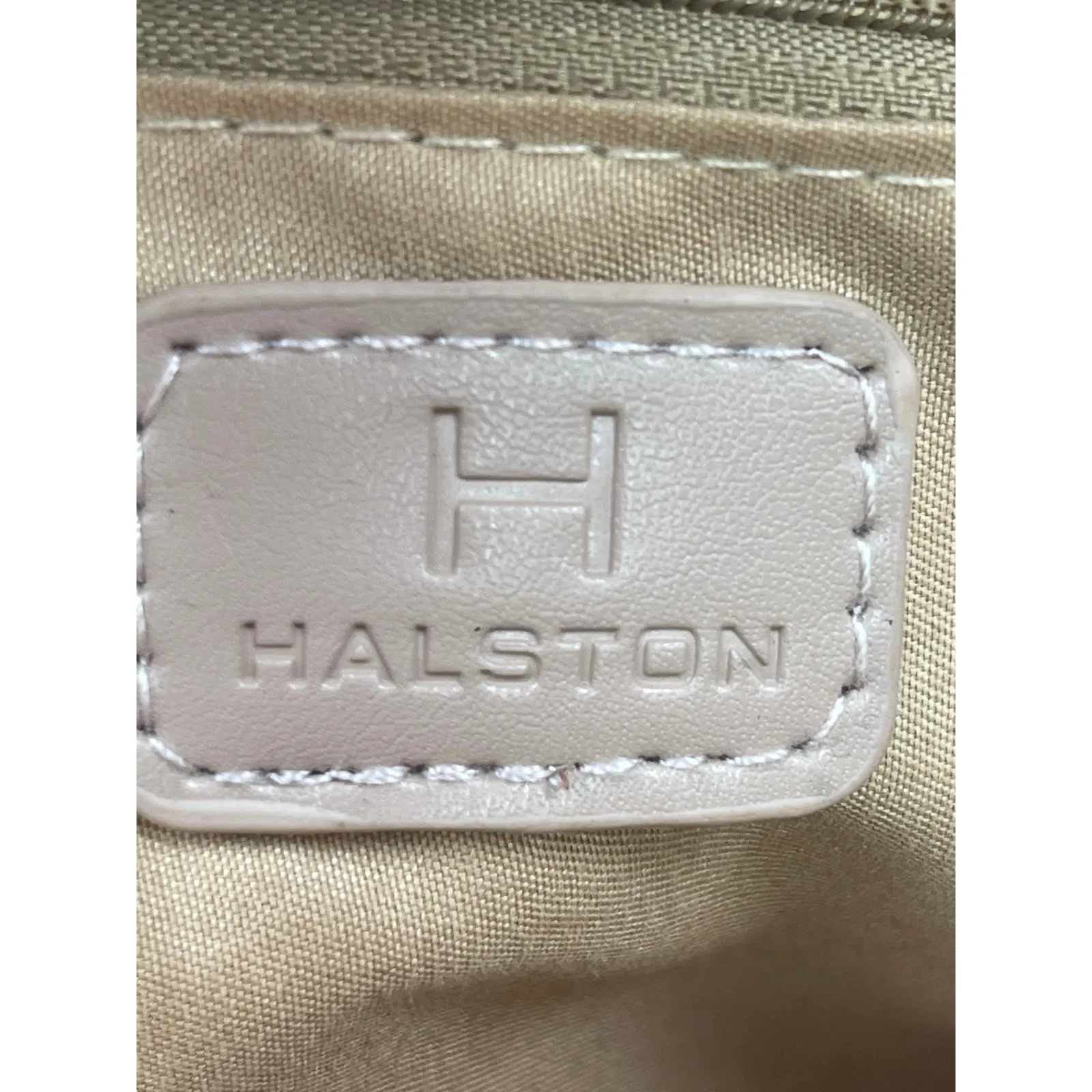 H by Halston Women's Beige Faux Leather Vegan Crossbody Satchel Handbag OS - Image 8