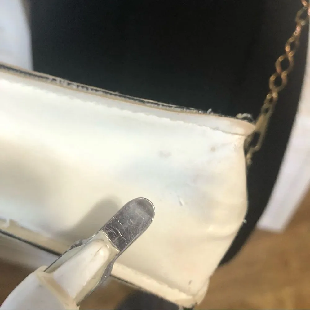 Vintage Y2K Cream Metal Chain Crossbody Bag Purse White - Image 9