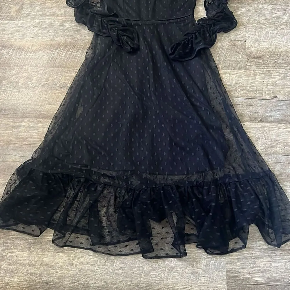 Betsey Johnson Black Mesh Polka Dot Dress Size 4 - Image 3