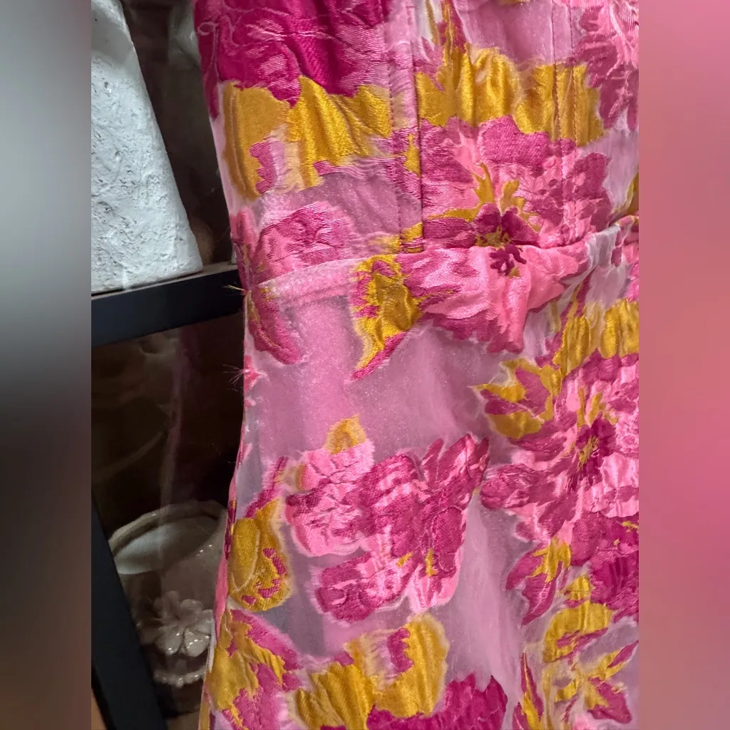 Lulu’s Jacquard Strapless Bustier Midi Dress corset slit floral lace embroidered - Image 12