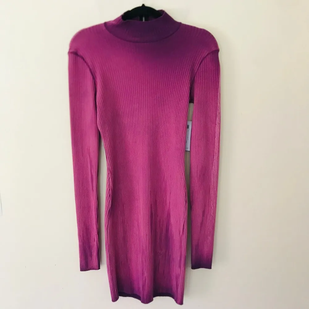 New Cotton Citizen Ibiza Tie Dye Turtleneck Ribbed Dress Lavender Mix Women's M - Image 6