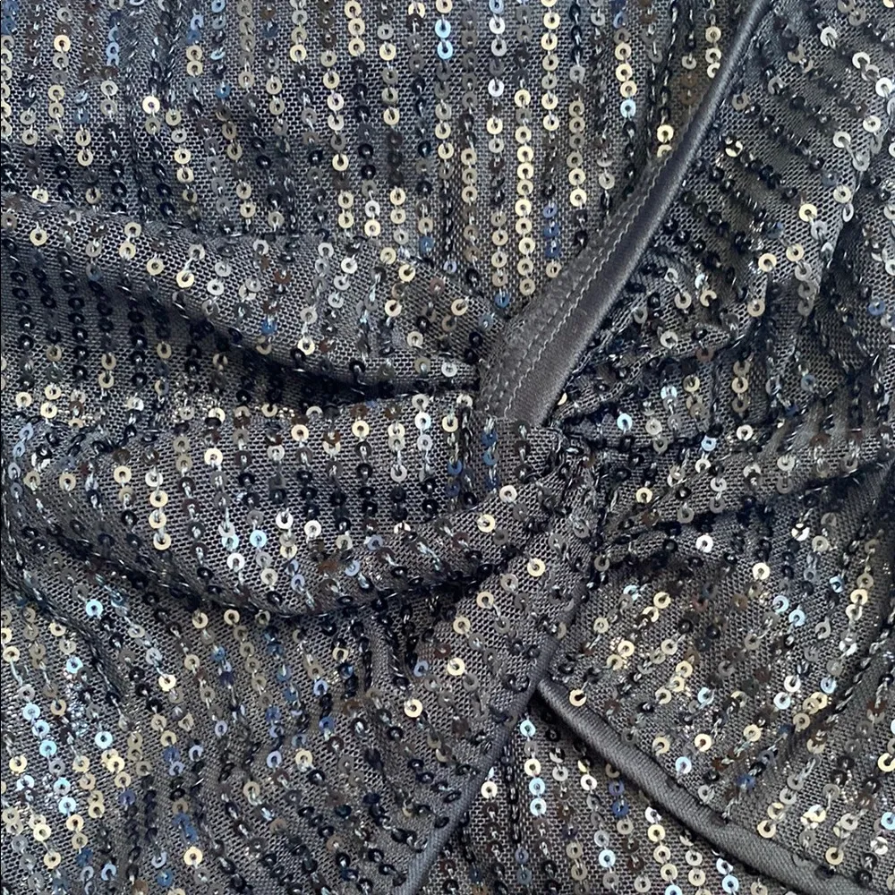 Kate Kasin NWOT Sequin Bodycon Skirt High Waist Knot Front Black - Image 5