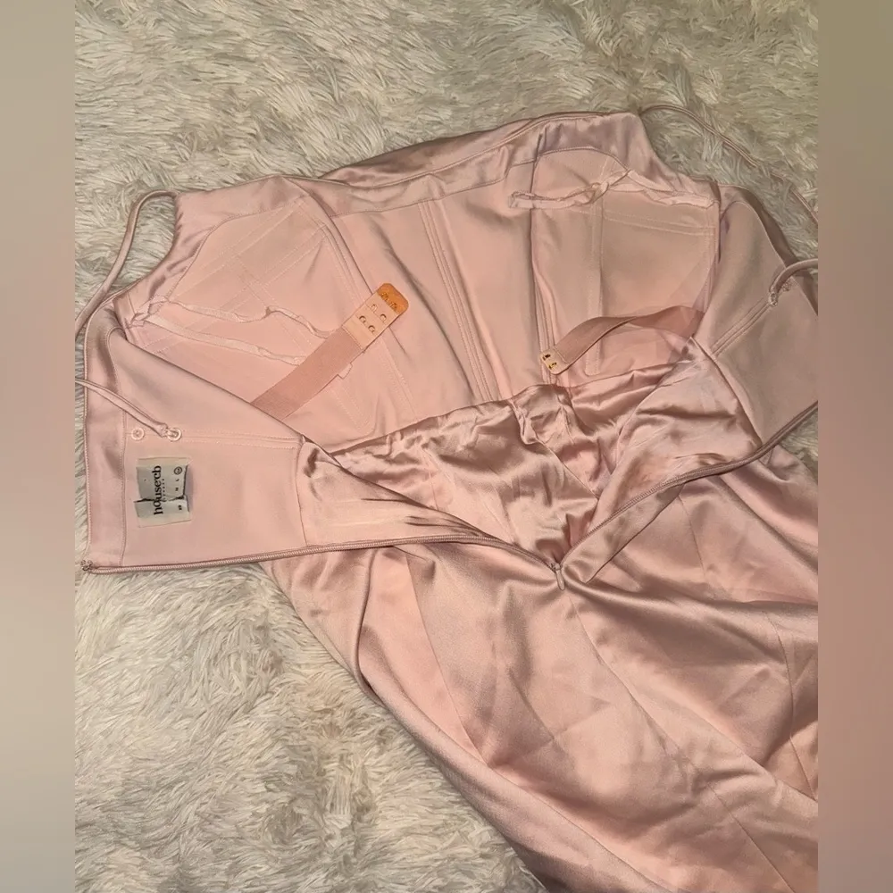 NWOT HOUSE OF CB Violette Blush pink Satin Fishtail Gown XL L+ - Image 8